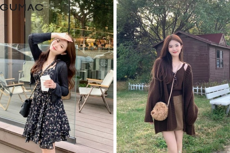 Áo cardigan với váy